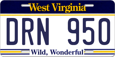 WV license plate DRN950