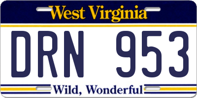 WV license plate DRN953
