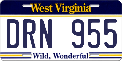 WV license plate DRN955