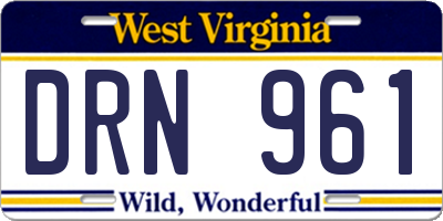 WV license plate DRN961