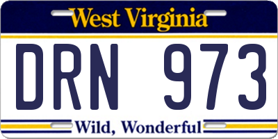 WV license plate DRN973