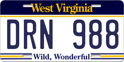 WV license plate DRN988