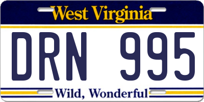 WV license plate DRN995