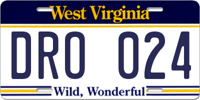 WV license plate DRO024