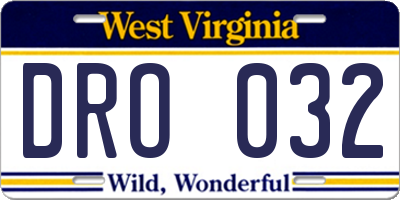 WV license plate DRO032