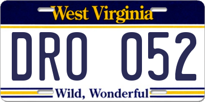 WV license plate DRO052