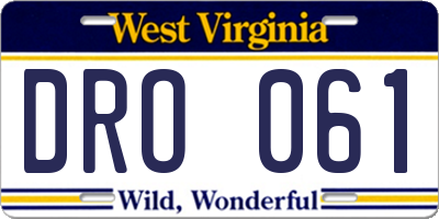 WV license plate DRO061