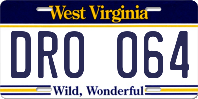 WV license plate DRO064
