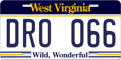 WV license plate DRO066