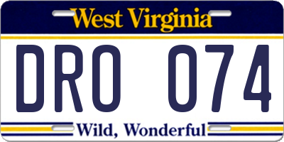 WV license plate DRO074