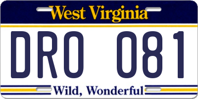 WV license plate DRO081