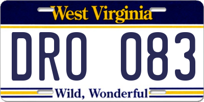 WV license plate DRO083