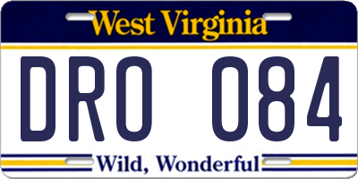 WV license plate DRO084