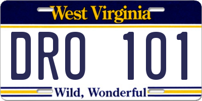WV license plate DRO101