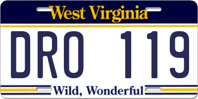 WV license plate DRO119