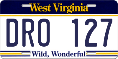 WV license plate DRO127