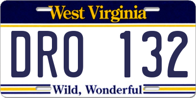 WV license plate DRO132