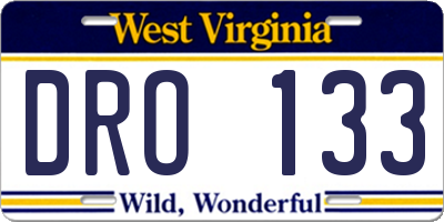 WV license plate DRO133