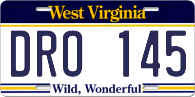 WV license plate DRO145