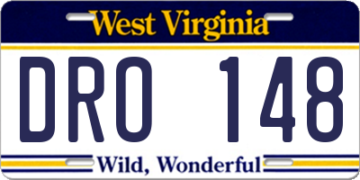 WV license plate DRO148
