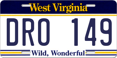 WV license plate DRO149