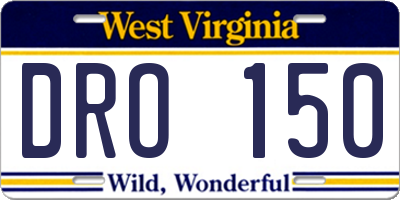 WV license plate DRO150