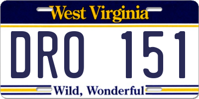 WV license plate DRO151