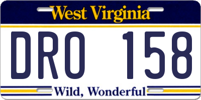 WV license plate DRO158