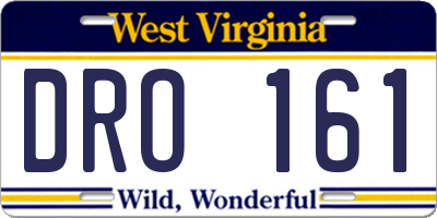 WV license plate DRO161