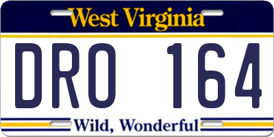 WV license plate DRO164