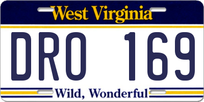 WV license plate DRO169