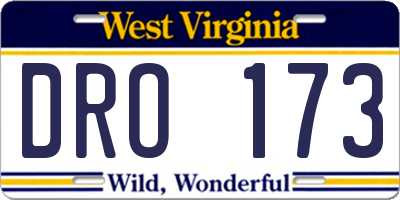 WV license plate DRO173