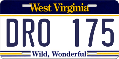 WV license plate DRO175