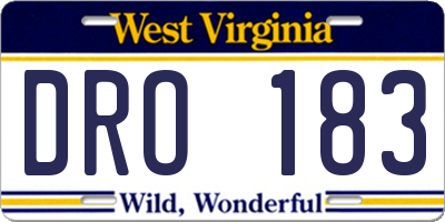 WV license plate DRO183