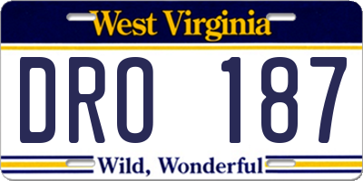 WV license plate DRO187