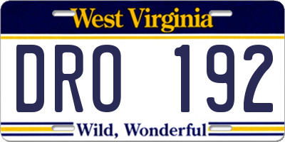 WV license plate DRO192
