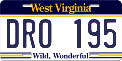 WV license plate DRO195