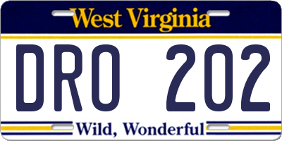 WV license plate DRO202