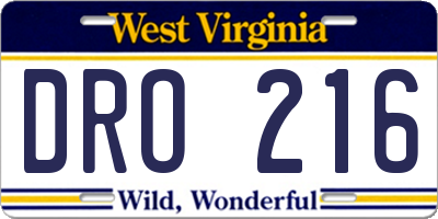 WV license plate DRO216