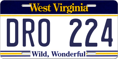 WV license plate DRO224