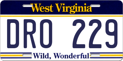 WV license plate DRO229