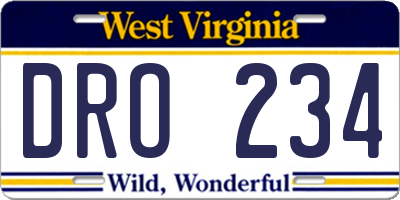 WV license plate DRO234