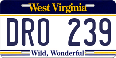 WV license plate DRO239