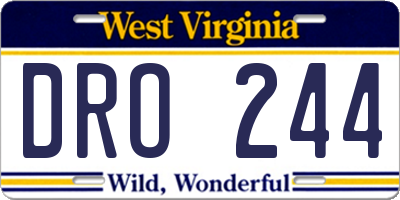 WV license plate DRO244