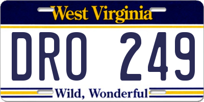 WV license plate DRO249