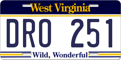 WV license plate DRO251
