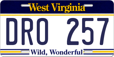 WV license plate DRO257
