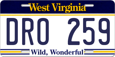 WV license plate DRO259