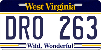 WV license plate DRO263