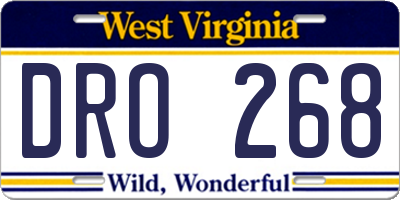 WV license plate DRO268